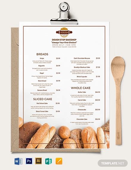 bakery menu 13 examples format pdf examples