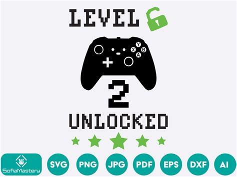 Level 2 Unlocked Svg 2nd Svg Gamer Svg Video Game Birthday Etsy