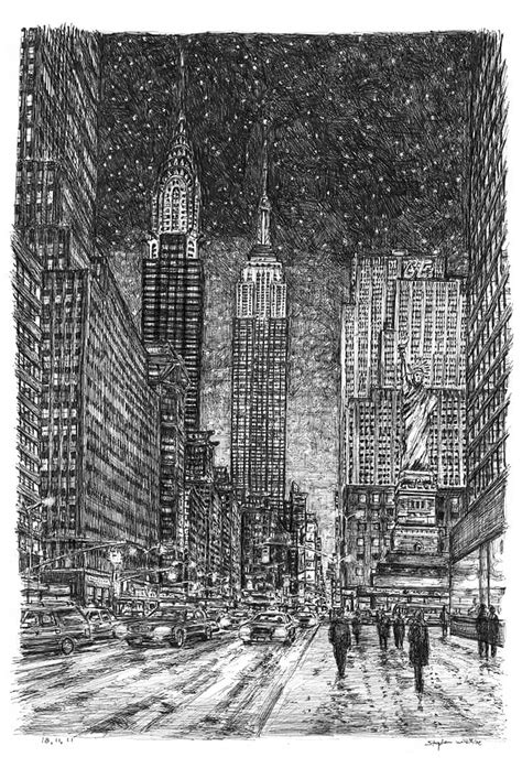 imaginary drawing   york  winter original drawings prints  limited editions