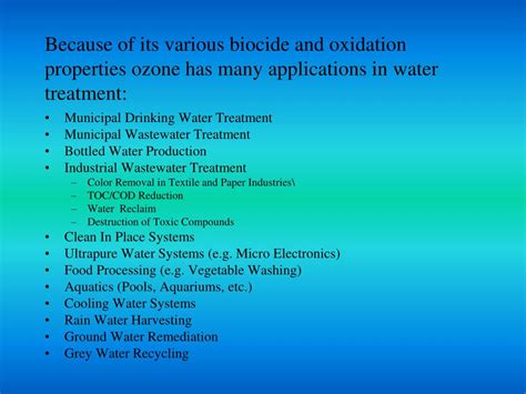 Ppt Ozone Water Treatment Application And Design American Society Of