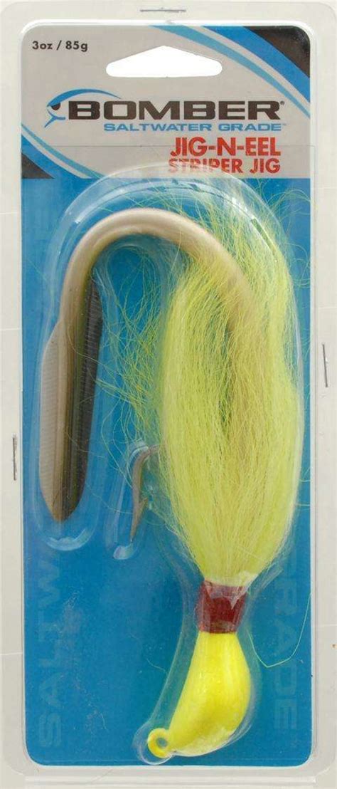 Bomber Lures Yellow Jig N Eel Striper Jig 3 Ounce Large And Tough Size