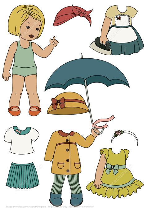 Little Girl Paper Doll With Her Vintage Outfits Free Printable