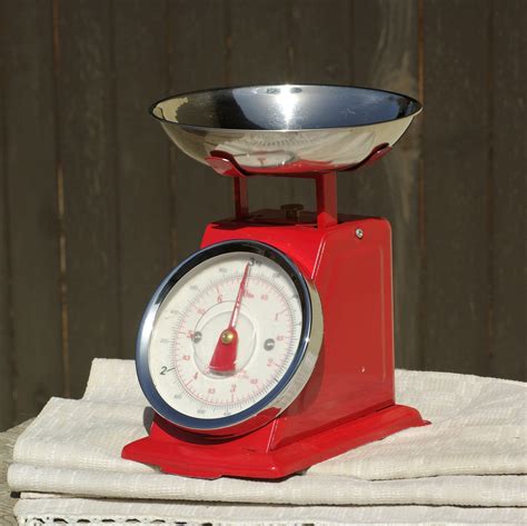 Red Kitchen Scales Old Weight Scales 3 Kg Or 66 Lbs Vintage Bakery