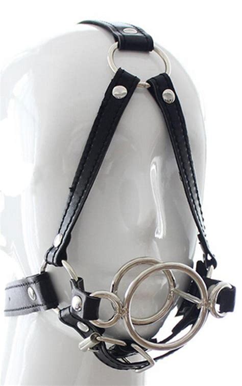 ring open mouth gag leather head harness restraint stainless steel ball gags slave fetish mask