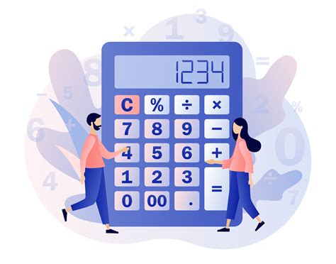 Calculator concept. Tiny people with calculating. Accounting, financial
