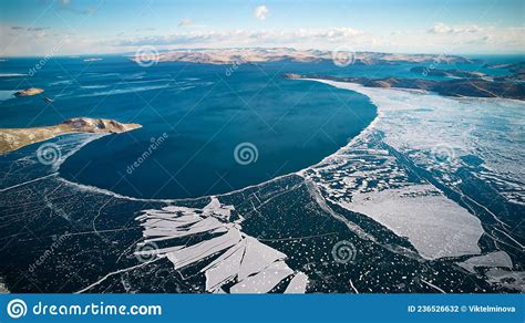 Lake Baikal In December View Of The Freezing Muhur Bay From The Air