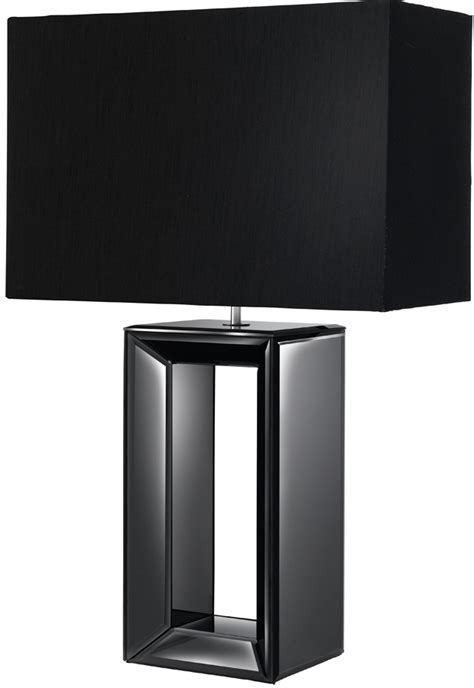 Black Mirror Glass Table Lamp With Matching Shade 1610bk