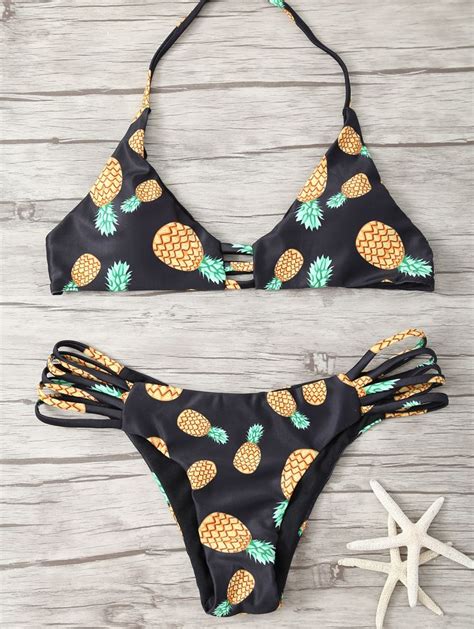 Pineapple Print Halter Cute Bathing Suit Cute Bathing Suits