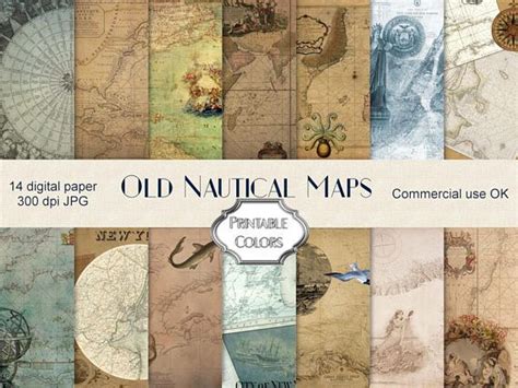 Old Nautical Maps Digital Paper Vintage Ny Nautical Maps Etsy