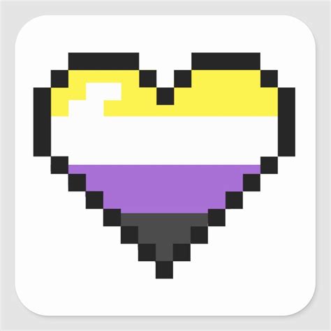The Non Binary Pride Flag Inside Of A Pixel Heart On A Sticker Place