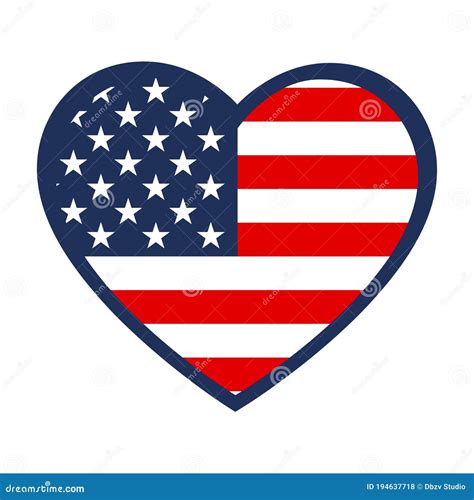 American Flag Textured Heart Shape Icon On White Background Pictogram Icon Set Illustration