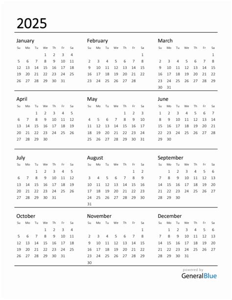 Free 2025 Calendars In Pdf Word Excel