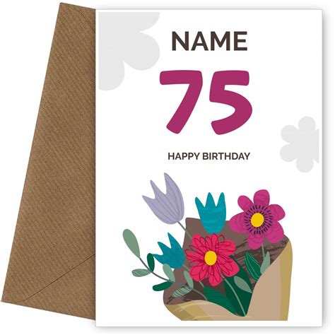 Happy 75th Birthday Card Bouquet Of Flowers
