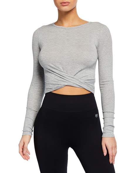 Alo Yoga Cross Front Long Sleeve Crop Top In 2021 Long Sleeve Workout