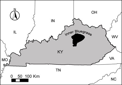 1 Map Depicting The Inner Bluegrass Region Ibr Shaded Black In The