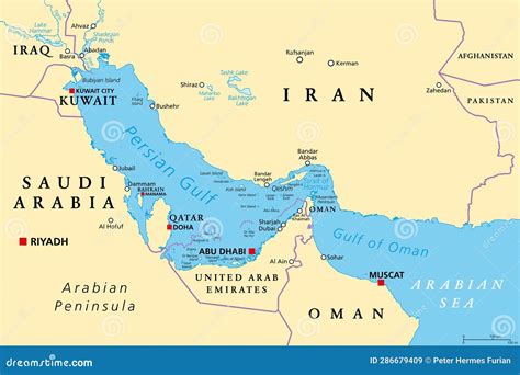 Persian Gulf Region Strait Of Hormuz And Gulf Of Oman Political Map