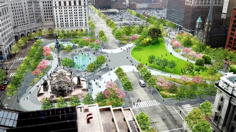 Clevelands Revamped Public Square Mixes Downtowns Future With