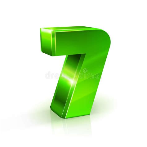 Glossy Green Seven 7 Number 3d Illustration On White Background Stock