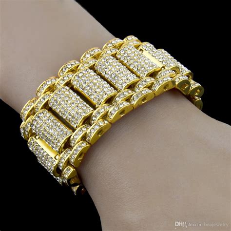 2017 Hip Hop Rock Style Simulate Diamond Iced Out Bracelets Bangles For Men And Women Bling