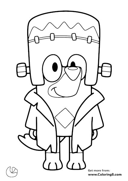 Bluey Halloween Coloring Pages Lucky And Rusty As Frankensteins Free