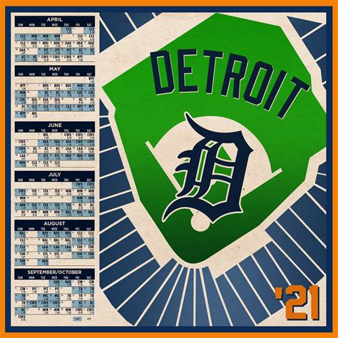Detroit Tigers 2021 Schedule Digital Etsy