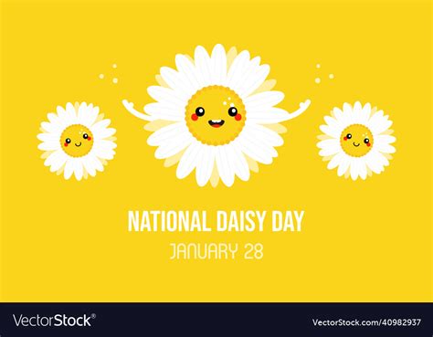 National Daisy Day Cartoon Greeting Card Vector Image