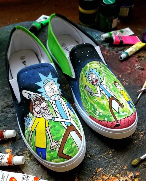 Rick And Morty Custom Made Hand Painted Handmade Slip On Etsy