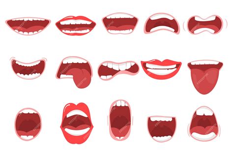 Premium Vector Various Open Mouth Options With Lips Tongue And Teeth