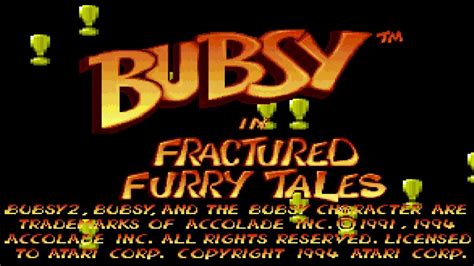 Title Screen Bubsy In Fractured Furry Tales Ost Youtube