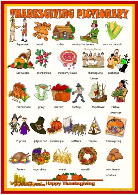Thanksgiving Pictionary Pictionary English Esl Worksheets Pdf And Doc