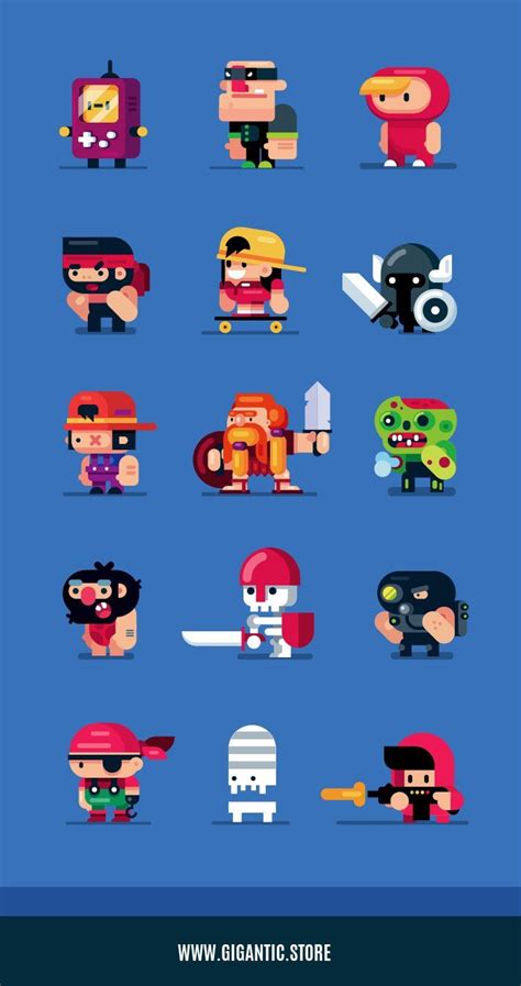 Game Design Characters Flat Design Illustrations Game Character