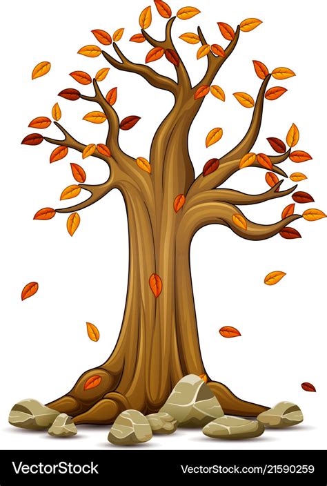 Autumn Tree With Falling Leaves Royalty Free Vector Image
