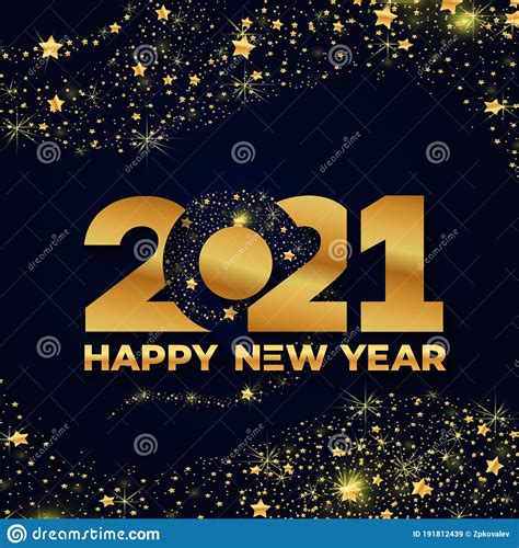 Happy New 2021 Year Elegant Gold Text With Light Minimalistic Text