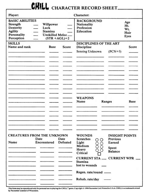 Original Character Sheet Pdf