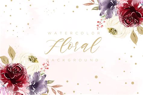 Burgundy Watercolor Floral Background Graphic By Dzyneestudio