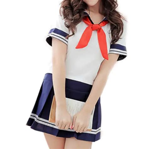 School Girl Student Cosplay Red Scarf Sailor Sexy Lingerie Women Uniform Dress Costume Babydoll