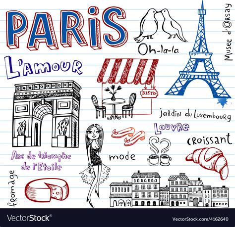 France Symbols As Funky Doodles Royalty Free Vector Image