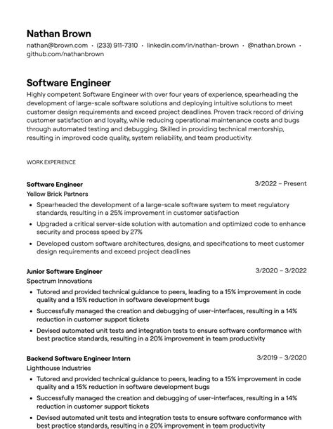 12 Software Engineer Resume Examples With Guidance Fresher