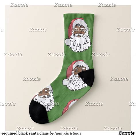 Sequined Black Santa Claus Socks Funny Xmas Ts Black Santa Socks