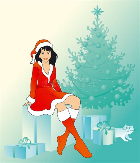 Pin Up Christmas Girl Stock Vector Illustration Of Holiday 22347494