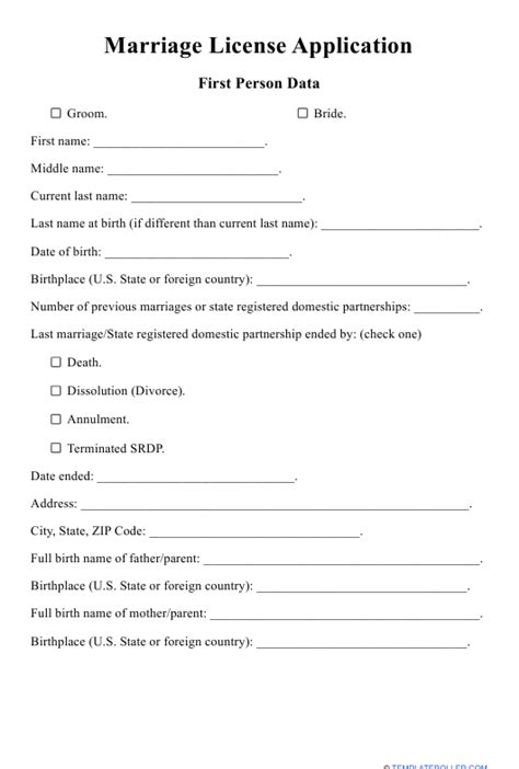 Marriage License Application Template Download Printable Pdf Templateroller
