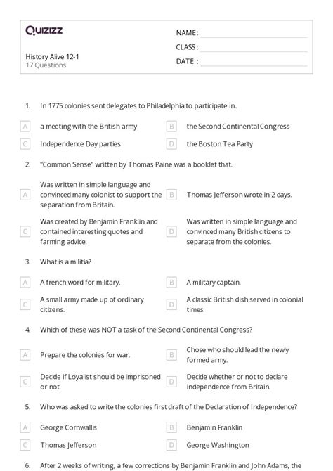 50 Modern World History Worksheets On Quizizz Free And Printable
