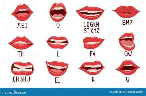 Mouth Animation Set Tongue And Teeth Isolated Vector Cartoondealer