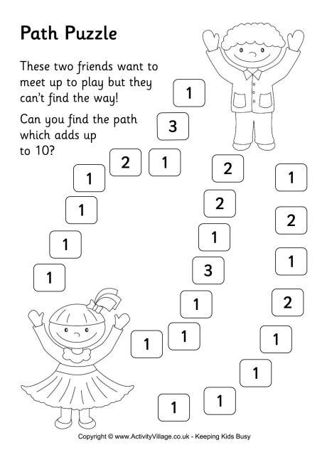Path Puzzle 1 Addition To 10