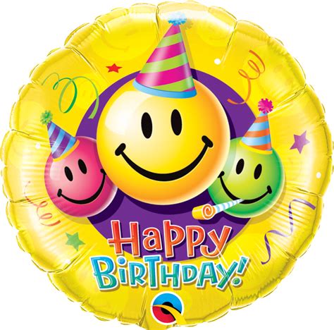 18 Happy Birthday Smiley Faces Foil Mylar Balloon Smiley Emotes Party
