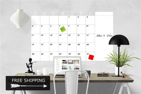 Monthly Whiteboard Calendar Large Calendar Office