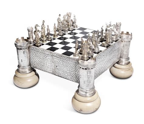 A Massive German Parcel Gilt Silver Chess Set Successors Of