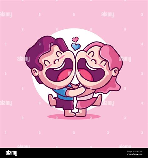 Cute Happy Couple Character In Love Hugging Each Other Stock Vector Image And Art Alamy