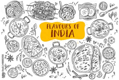 Hand Drawn Indian Food Vector Illustration Buy This Stock Vector And