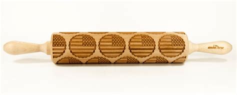 No R 175 Usa Flag Us Embossing Rolling Pin Engraved